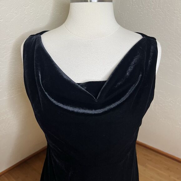 Vintage Hillard & Hanson Maxi Dress Womens M Black Velvet Cowl Neck Romantic - Picture 2 of 9